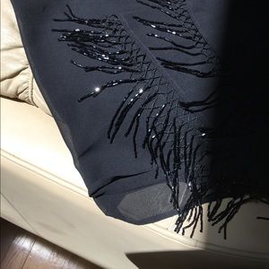 CHARTER CLUB SILK SHAWL  with bugle beads black